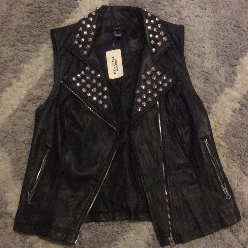 F21 Leather Studded Vest