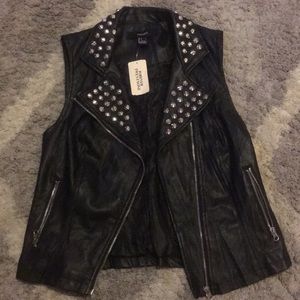 F21 Leather Studded Vest