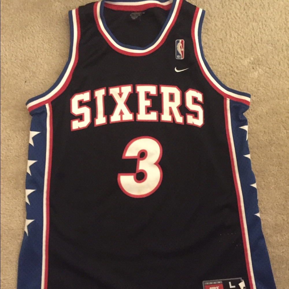 Authentic Nike Allen Iverson Sixers Jersey (L)