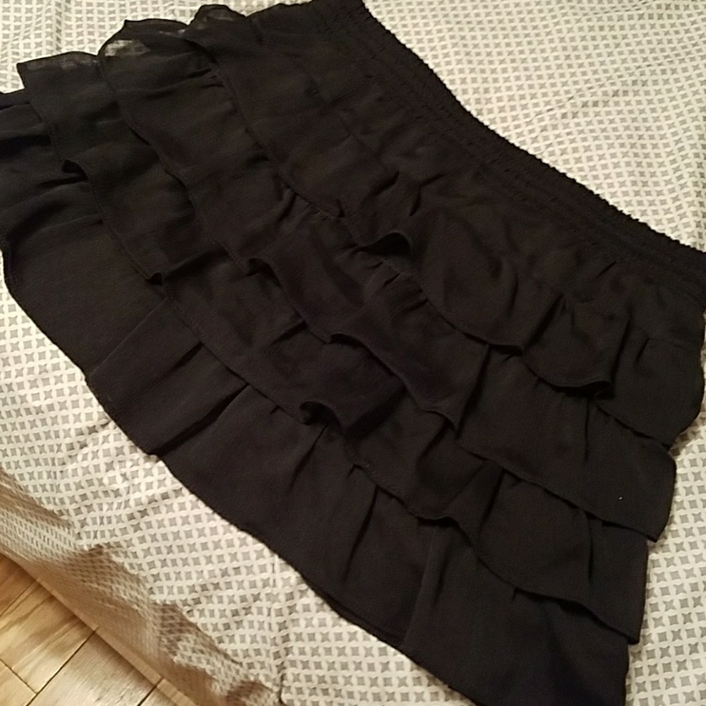 Sheer black, layered mini skirt