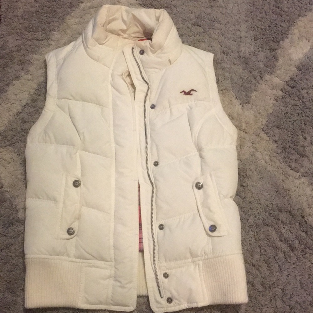 Hollister White Vest with Plaid