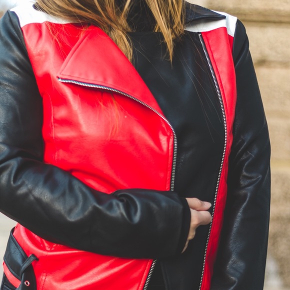 Color Block Biker Jacket - Picture 2 of 6