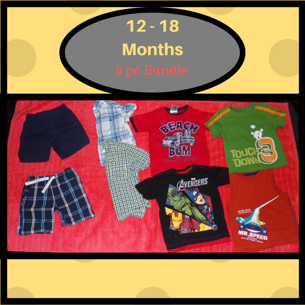 12 - 18 Month 8pc Bundle Boy's Shirts Shorts Polo