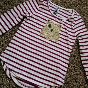 Girls owl striped shirt top long sleeve