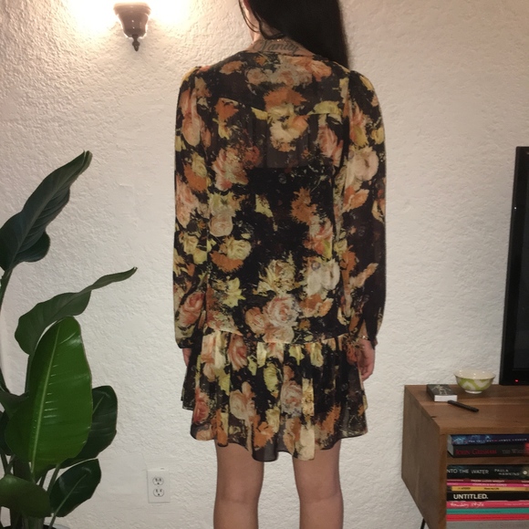 Haute Hippie Black Floral Silk Mini Dress - Picture 2 of 3