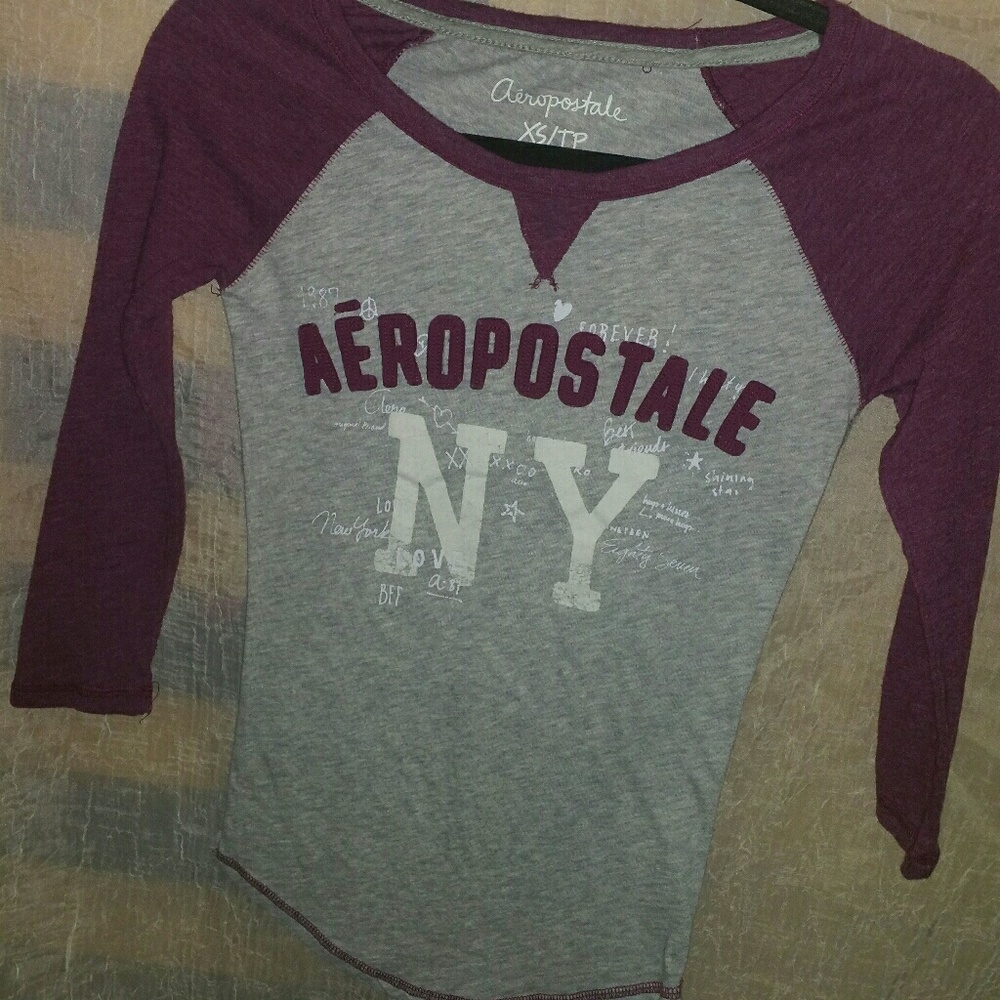 Aeropostale Qtr Sleeve Baseball Tee Sz XS