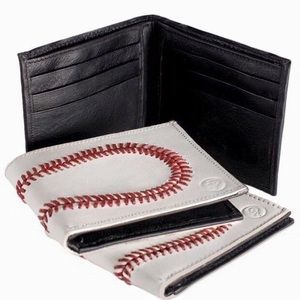 Real Baseball Leather Wallet with 108 Red Seams