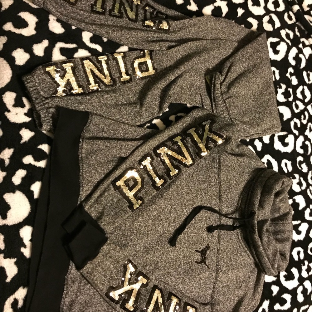 Rare Marled grey black Sequin Bling cowl neck Set