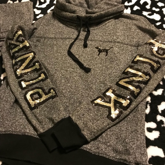 Rare Marled grey black Sequin Bling cowl neck Set - Picture 2 of 4