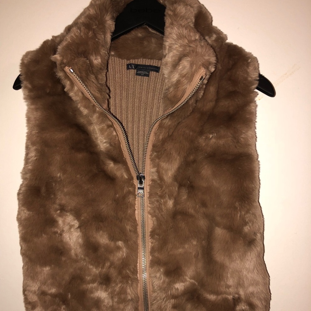 Armani Exchange light brown fur vest jacket size S