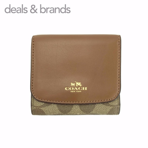 NWT COACH Signature Coated Canvas Small Wallet