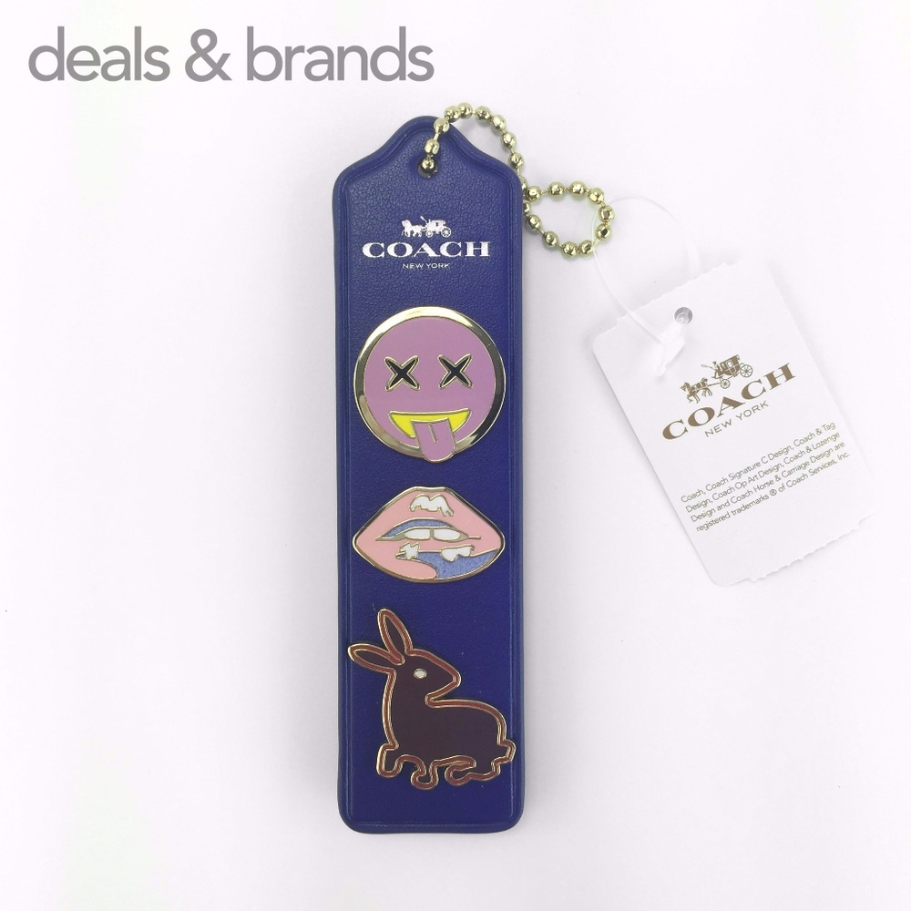 NWT COACH Varsity Pretty Emoji Lips Bunny Pin Set