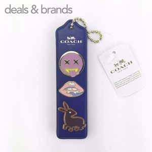 NWT COACH Varsity Pretty Emoji Lips Bunny Pin Set