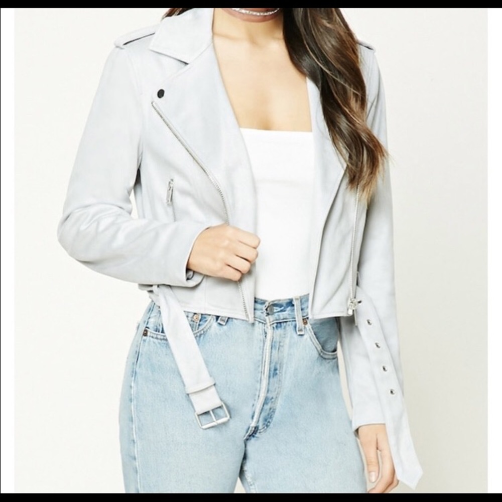 Grey moto suede jacket