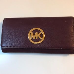 Michael Kors Plum Fulton Flap Leather Wallet