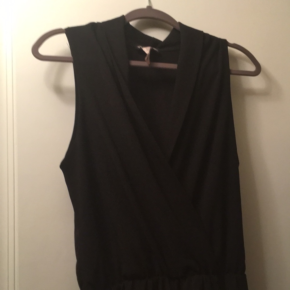 Black deep v jumpsuit