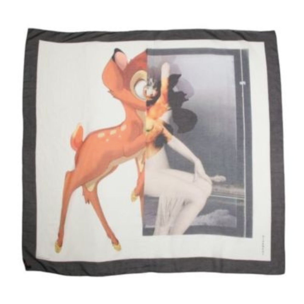 Auth Iconic Givenchy Bambi Print Black White Scarf