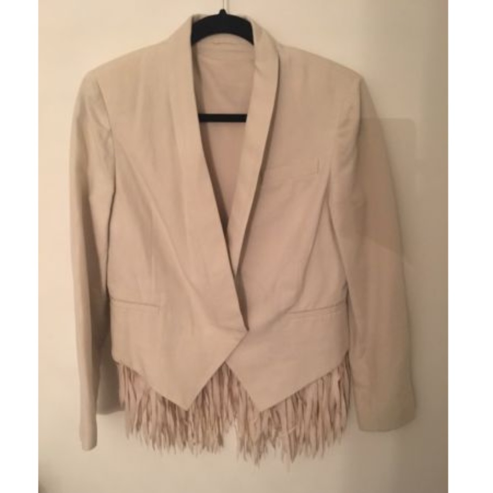 Auth Brunello Cucinelli Blazer Silk Fringe Vest