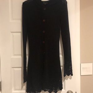 BCBG Crotchet Black Long Sweater