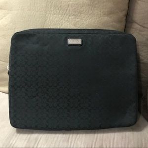 Large Black Coach laptop case
