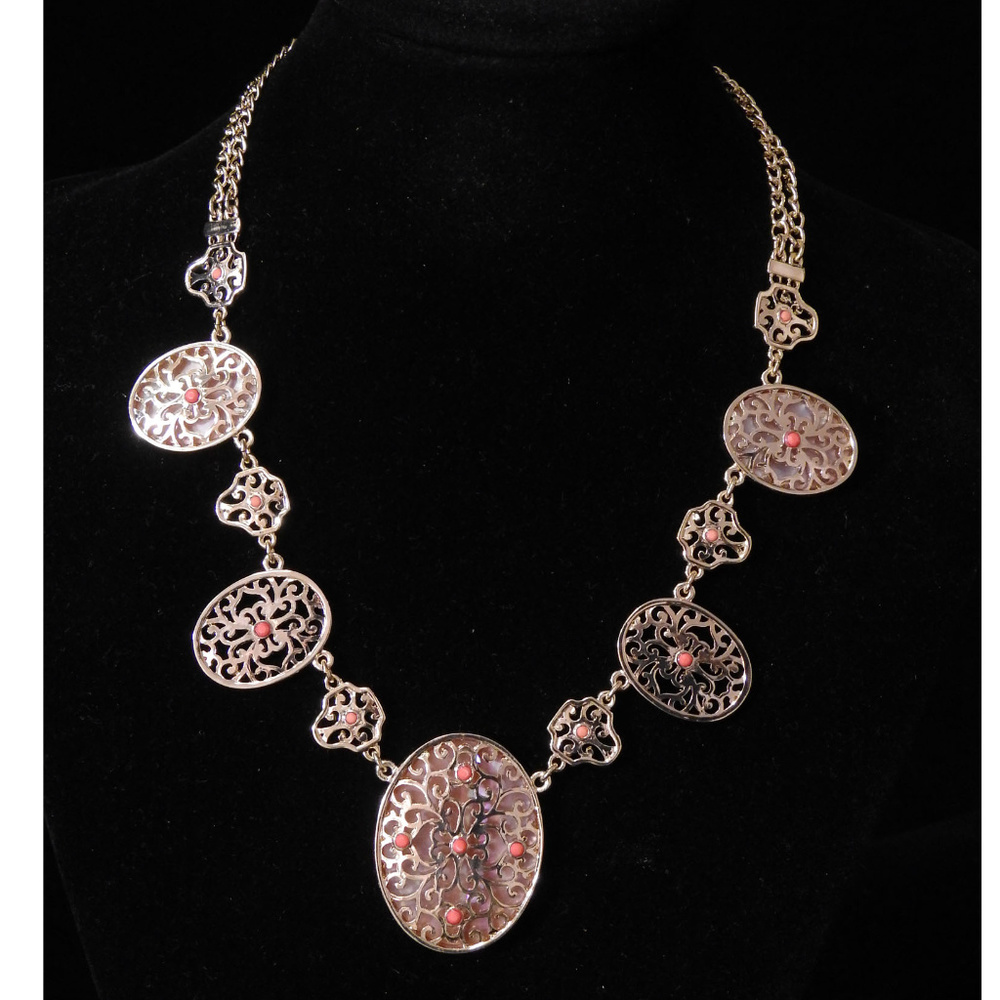 NWT gold necklace / orange accent stones WHBMN25 - Picture 1 of 5