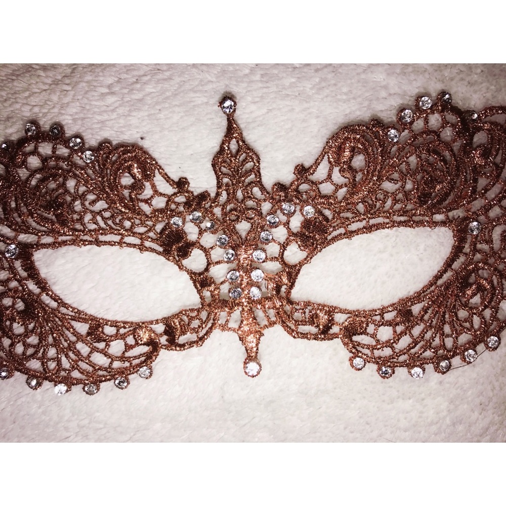 Bronze Jeweled Lace Eye Mask