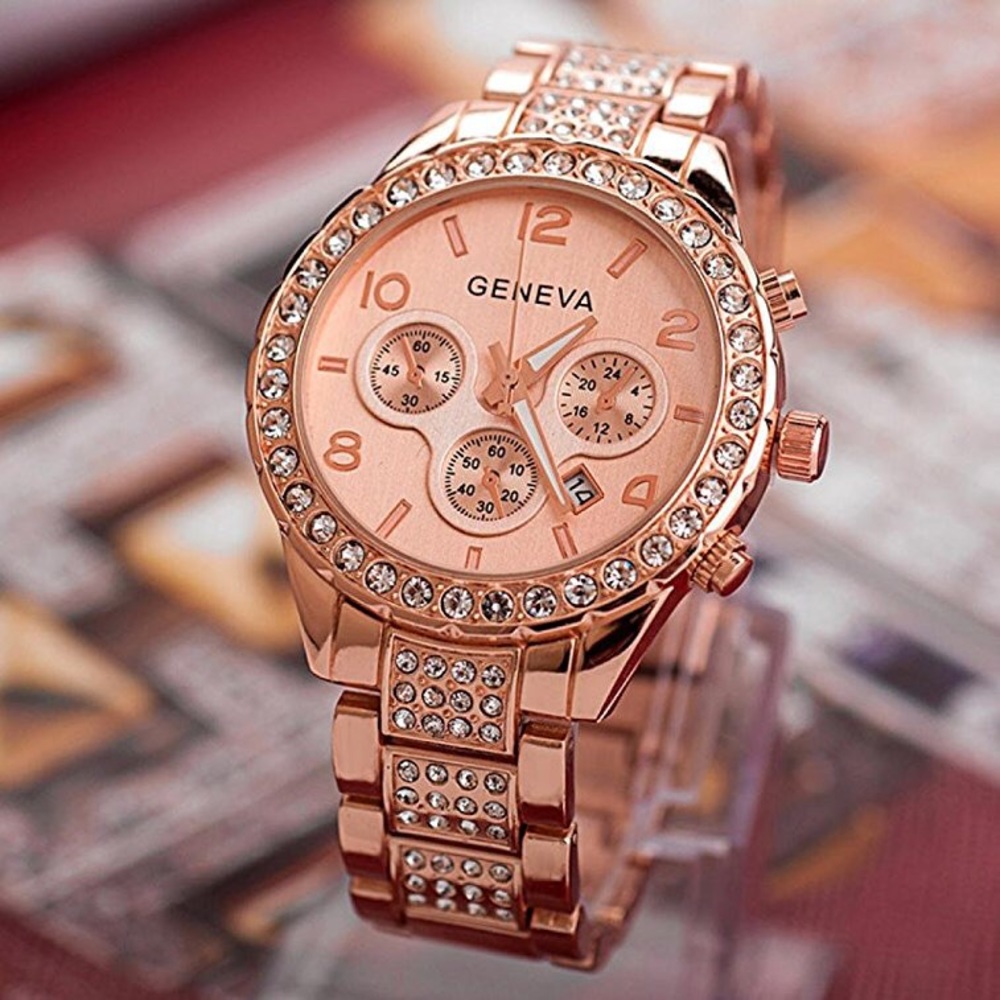 Geneva Women Crystal Quartz Watch