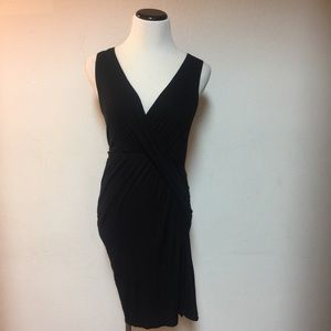 By velvet Black Wrap Fitted Sleeveless Dress Sz S