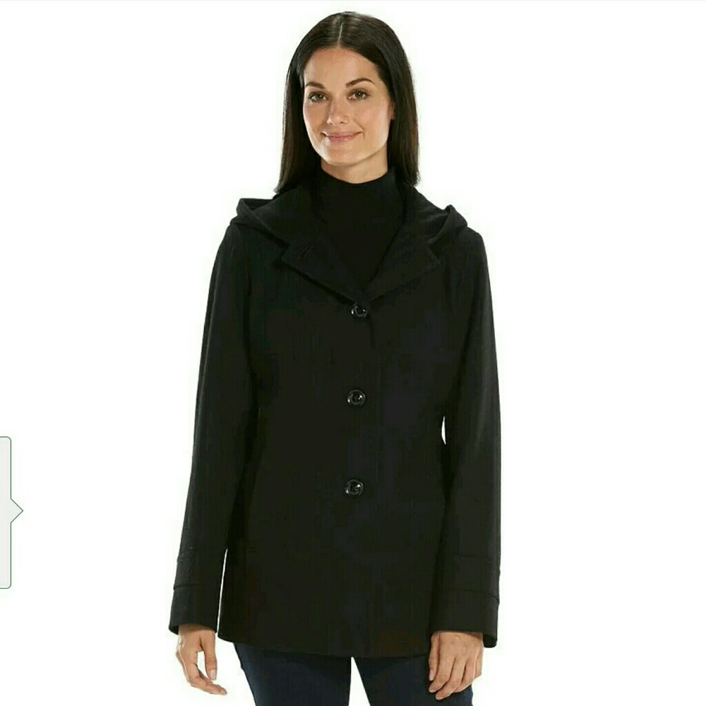 Croft & Barrow Hooded Wool Peacoat (S)