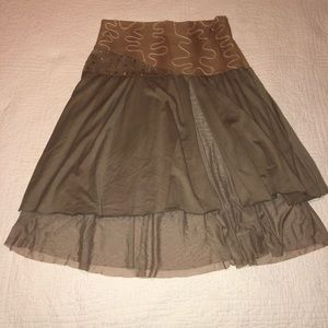 Brown skirt w/ sequins & squiggly accents NWOT