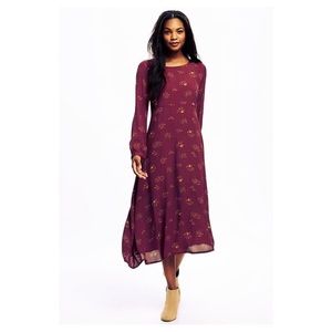 OLD NAVY burgundy floral long sleeve dress