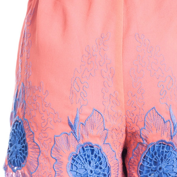 Coral Cobalt Embroidered Lace Shorts Size S M L - Picture 3 of 4
