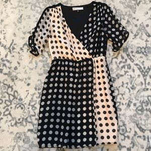 Trina Turk Silk Polka Dot Faux Wrap Dress
