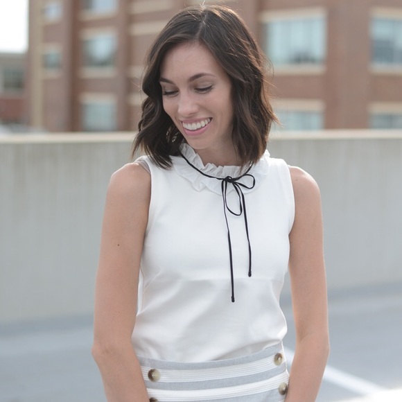 j crew ruffle neck top