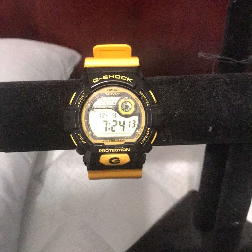 Black and yellow mens G-shock