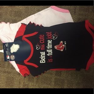 NWT Boston Red Sox Onesie Set of Three Girls 0-3m