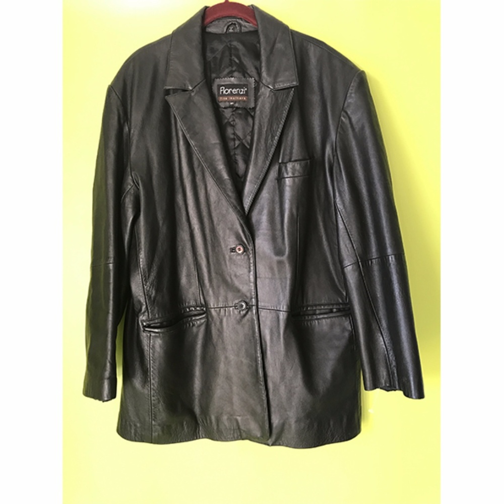 Forenzi Long Sleeve Fine Leather Black Jacket XL