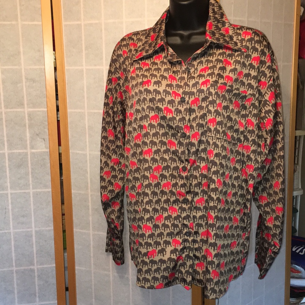 Silk Elephant Print Shirt