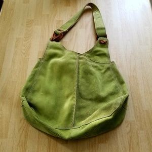 Lucky Brand Green Sueded Leather Hobo Bag