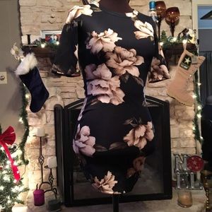 Dark blue floral mini dress