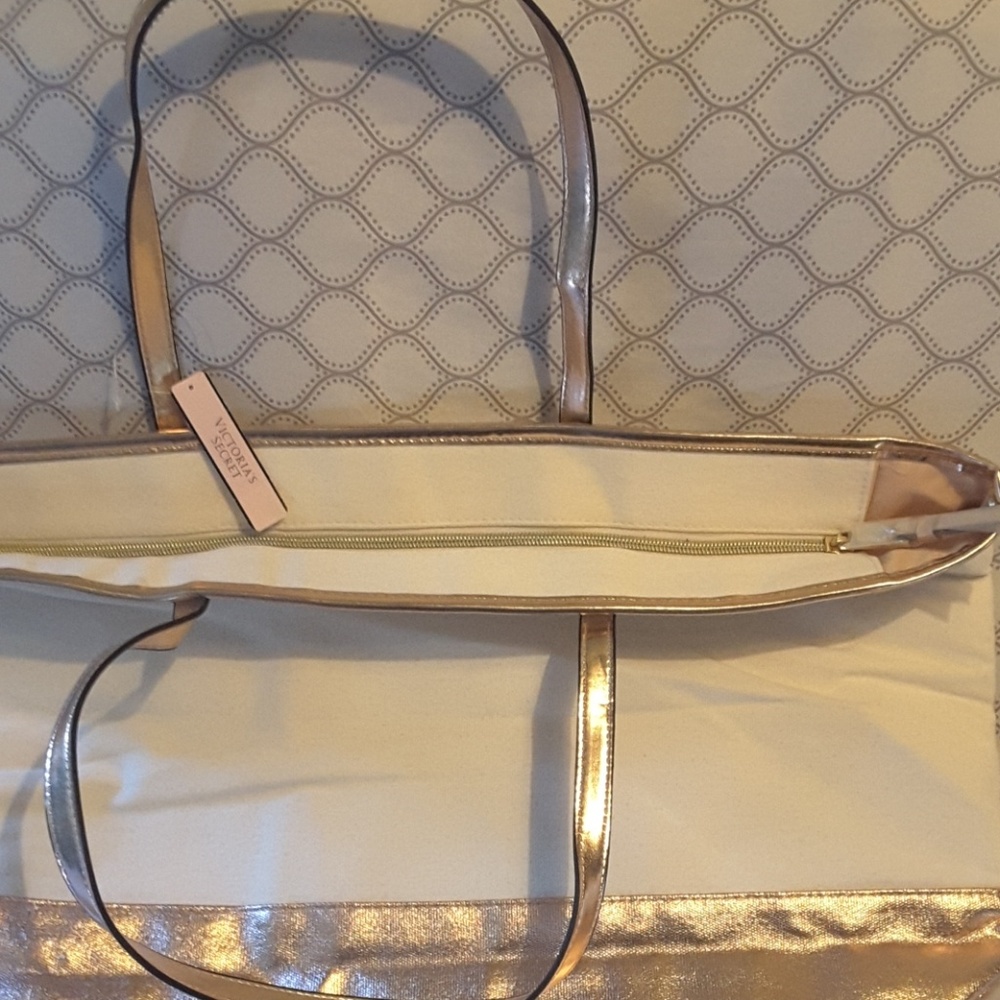 🎈HP🎈 Victoria's Secret rose gold canvas tote bag - Picture 7 of 8