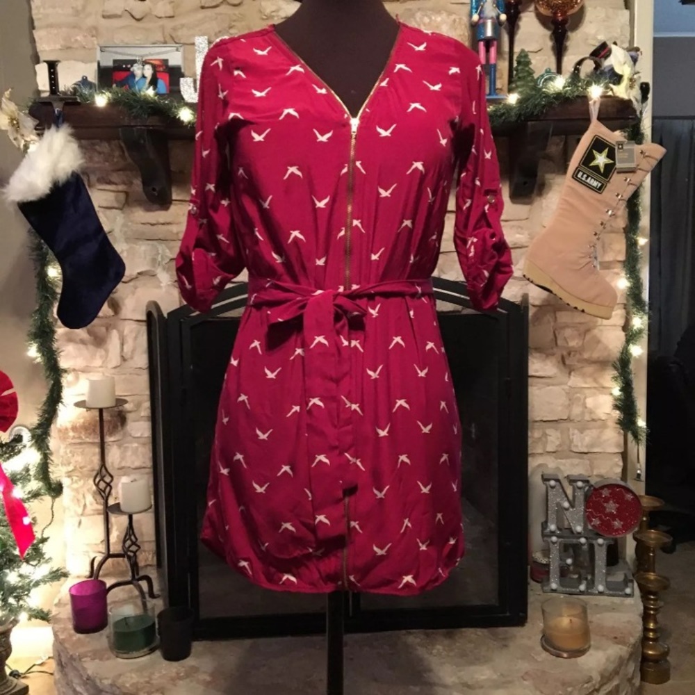 Red zip up dress