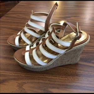 Mossimo White and Brown Wedges