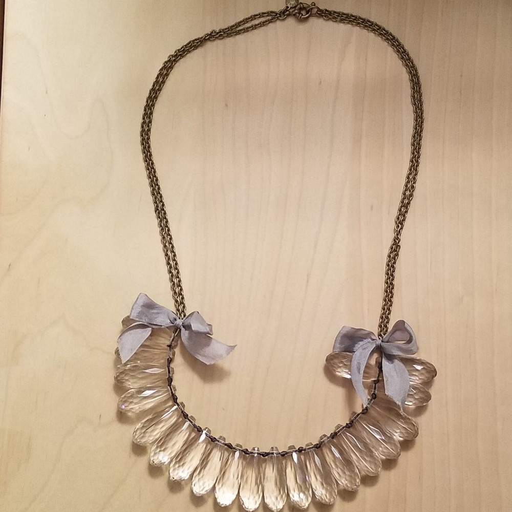 J.Crew Glass Crystal Drop Statement Necklace - Picture 2 of 3