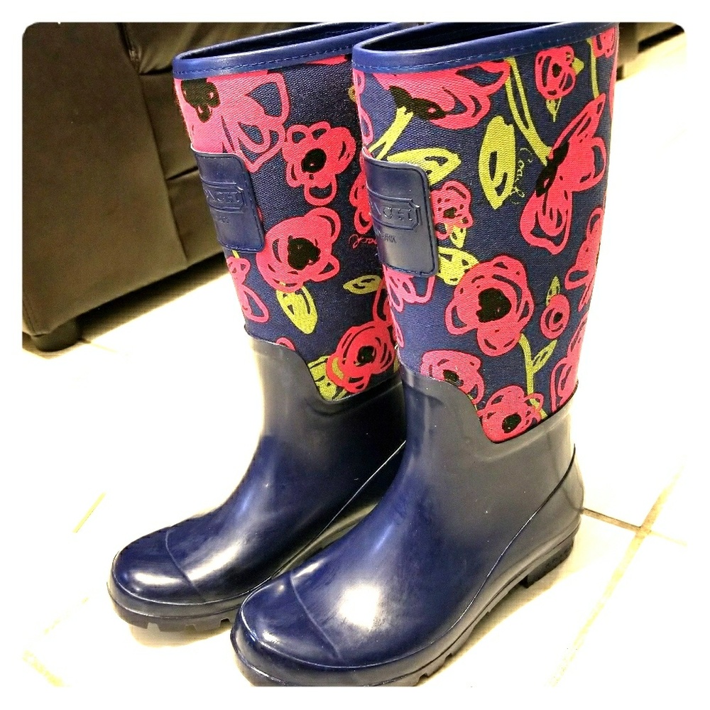 COACH POPPY FLORAL RAIN BOOTS