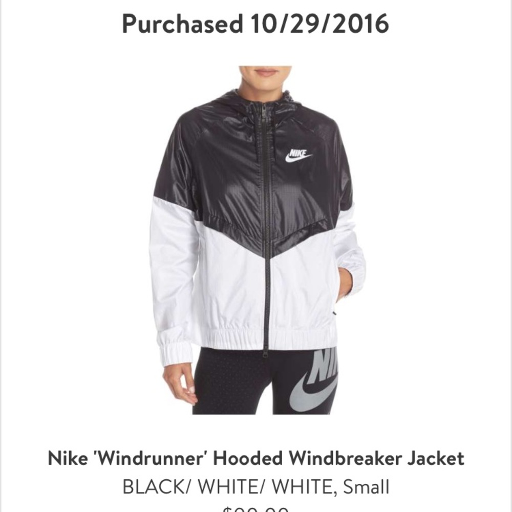 Nike windrunner windbreaker Black white size small