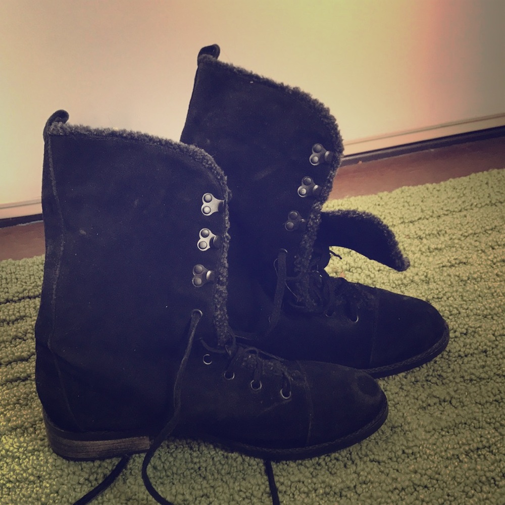 Charlotte Ronson Black Mj Flat Suede Boots