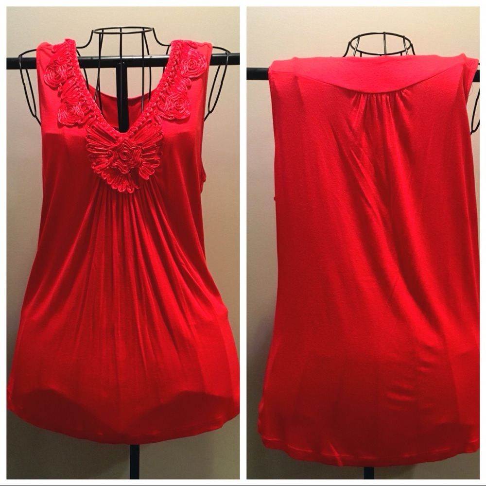 Olivia Moon red sleeveless top, size XL