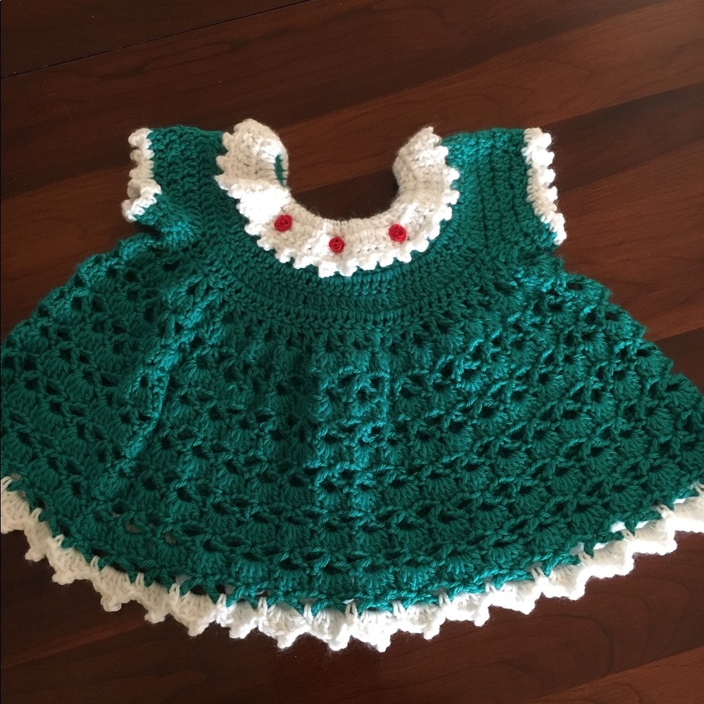 Handmade crocheted baby girl dress