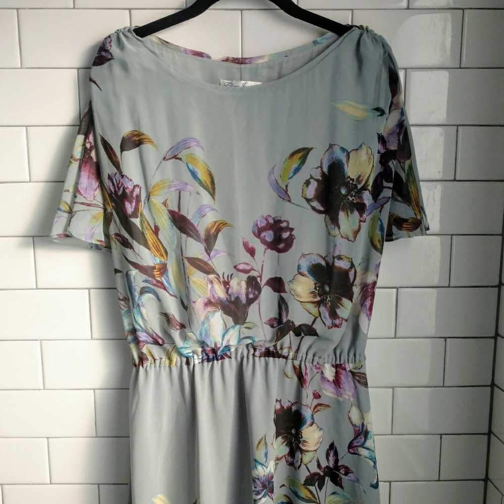 Eliza J Gray-blue Floral Dress